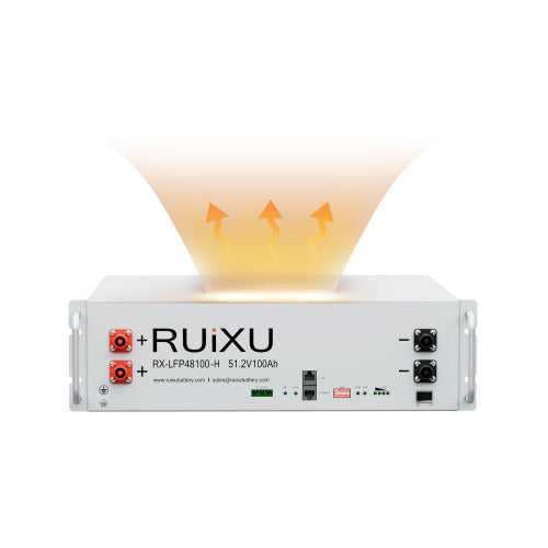 RUiXU RX-LFP48100-H 19" Rack Mounted 3U Server Rack Battery Module, 5.12kWh, Self-Heating