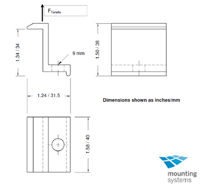 MOUNTING SYSTEMS Universal End Clamp, Z-type 35 mm Frame