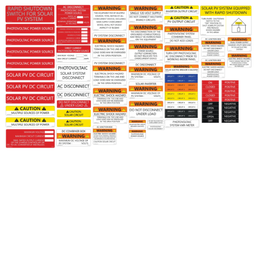 PV Safety Labels NEC 2023 Label Pack