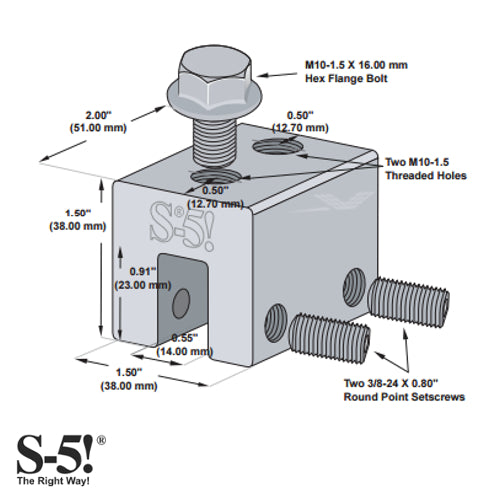 S-5! S Clamp for Standing Seam Metal Roof, Size S