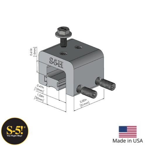 S-5! S-5-H Clamp for Standing Seam with Horizontal Seam