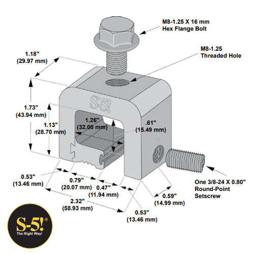 S-5! S-5-H Mini Clamp for Standing Seam with Horizontal Seam