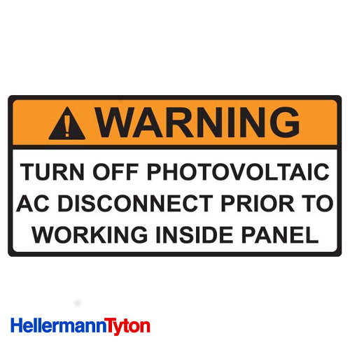 HELLERMANN TYTON Pre-Printed Solar Label, AC DISCONNECT WARN