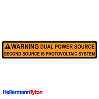 HELLERMANN TYTON Solar Label "WARNING - DUAL POWER SOURCE" Orange Qty.1