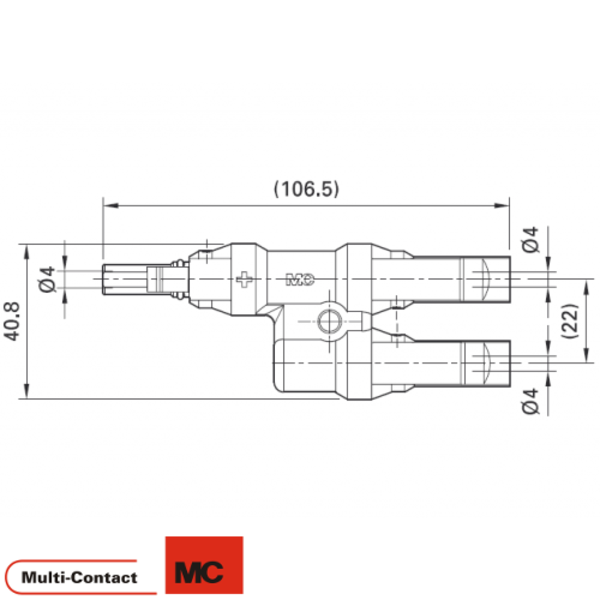 MULTI-CONTACT MC4 Branch Connector (+) 2x MALE 1x FEMALE